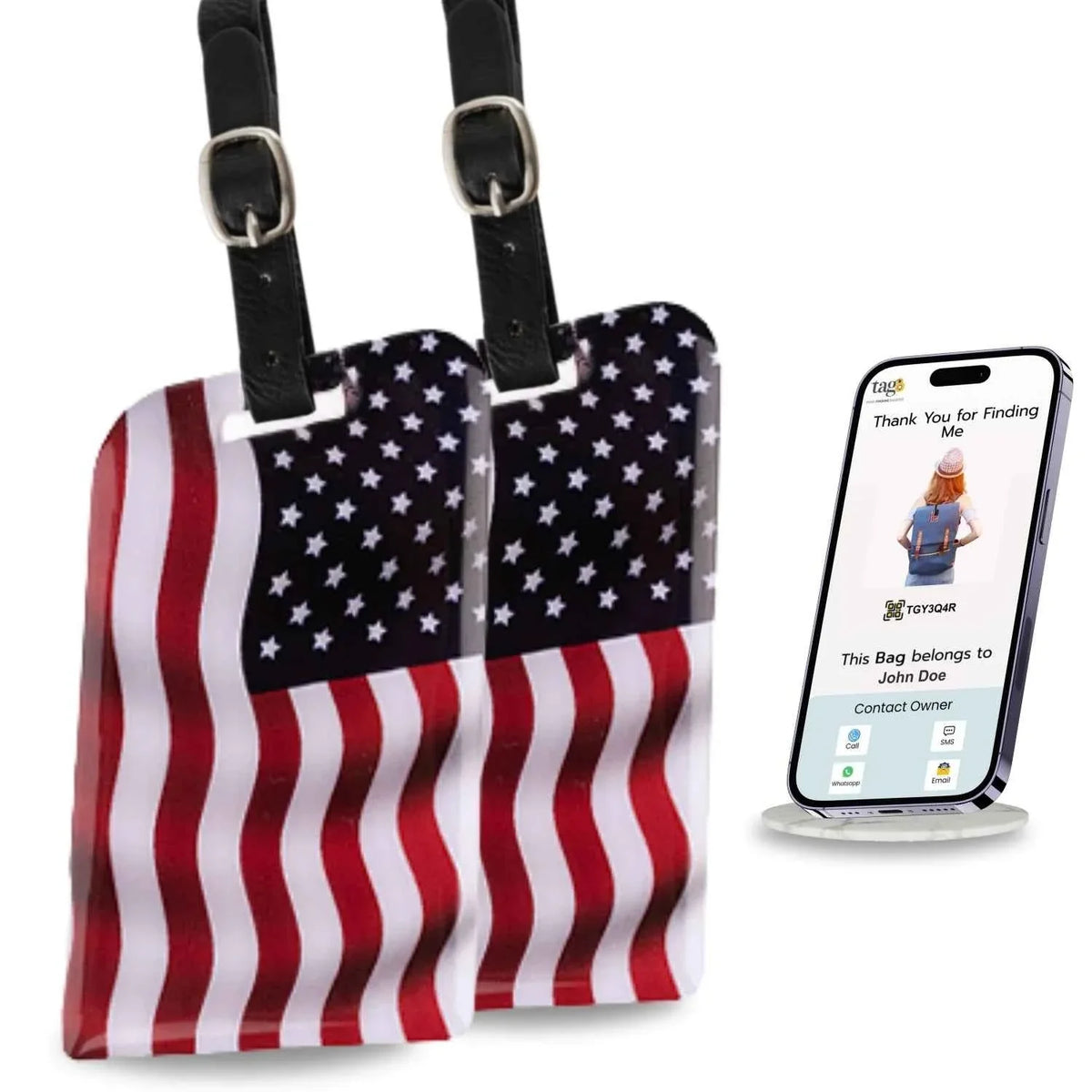 Smart Bag Security Tag - USA Flag [Pack 2]-0